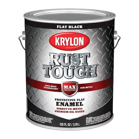 Krylon Rust Tough Oil-Based Flat Rust Control Enamel, Black, 1 Gal. K09731008